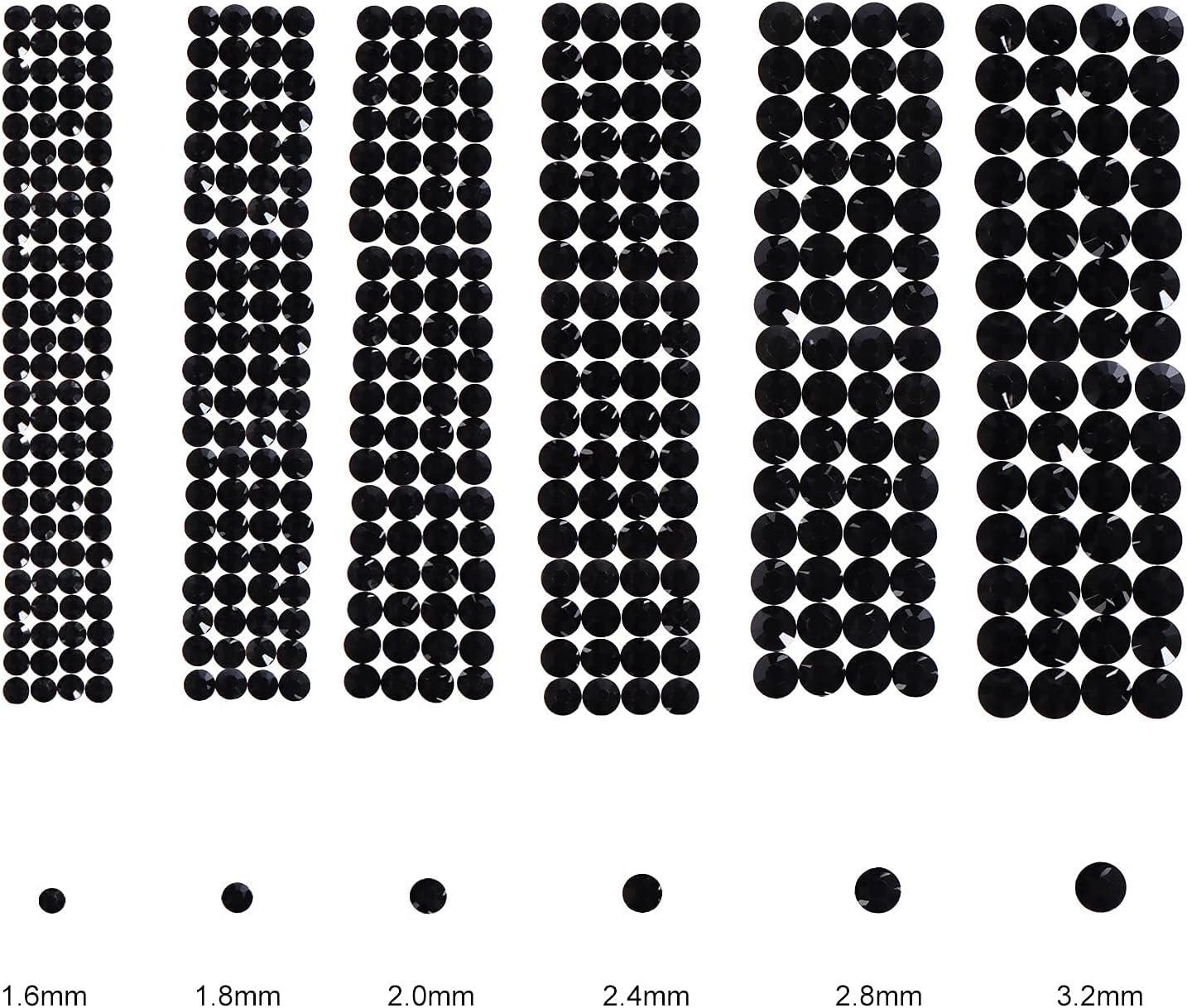 3456pcs Flatback Rhinestones Glass Charms Diamantes Gems Stones for Nail Art 6 Size ss4~ss12 Jet