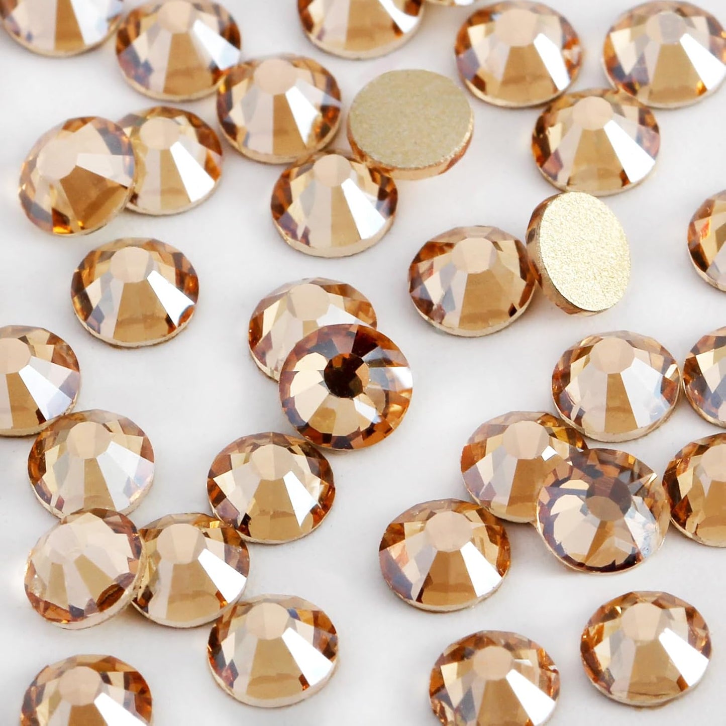 2000 PCS SS16 Flatback Rhinestones,12-Facet Diamond-Cut Glass Gems for Nail Art,Clothing,DIY Crafts,Glue-On Decoration Stones with Silver Backing,Golden Shadow