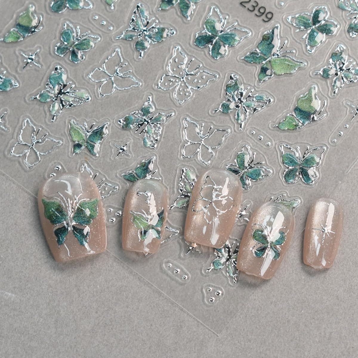 5D Butterfly Nail Stickers 6 Sheets Embossed Butterfly Nail Decals Pink Purple Self Adhesive Nail Art Stickers for Gel/Acrylic Nails, DIY Gift, Women Manicure Decorations