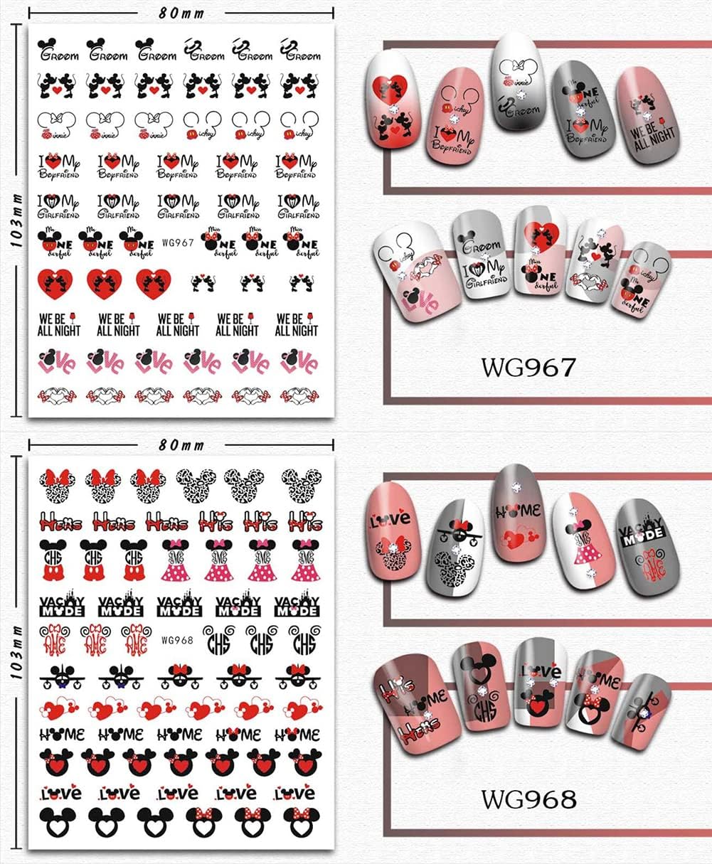 8 Sheets Cute Cartoon Nail Art Stickers Decals Romantic Valentine Day Nail Design Stickers 3D Self Adhesive Nail Art Valentines Nail Decals for Women DIY Manicure Valentine Day Party Nail Decoration
