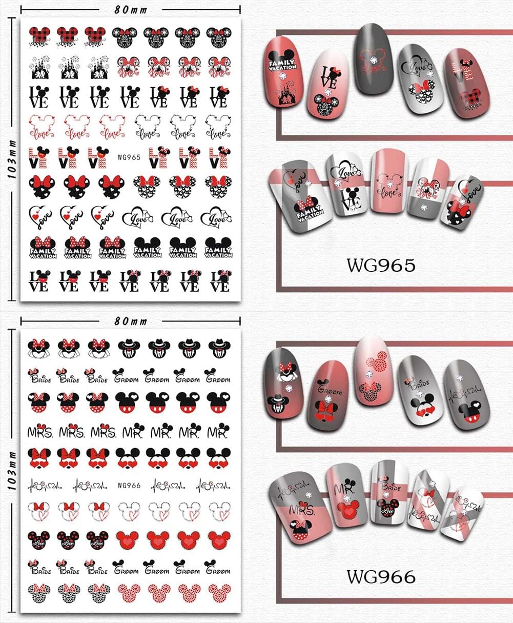 8 Sheets Cute Cartoon Nail Art Stickers Decals Romantic Valentine Day Nail Design Stickers 3D Self Adhesive Nail Art Valentines Nail Decals for Women DIY Manicure Valentine Day Party Nail Decoration