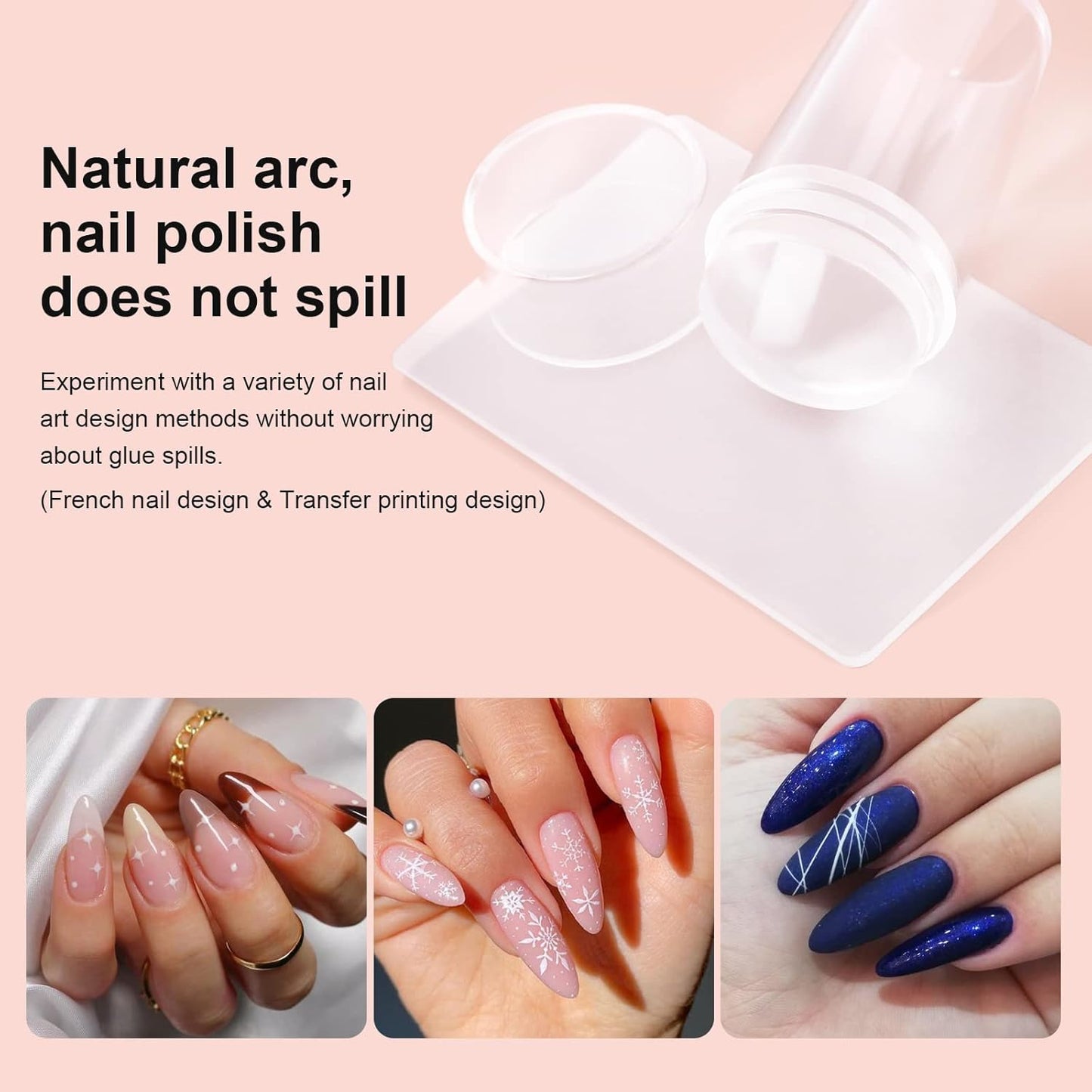 8PCS Nail Art Stamper Clear Silicone Nails Stamping Jelly with Scraper Transparent Visible Body DIY Manicure Nail Art Tool O