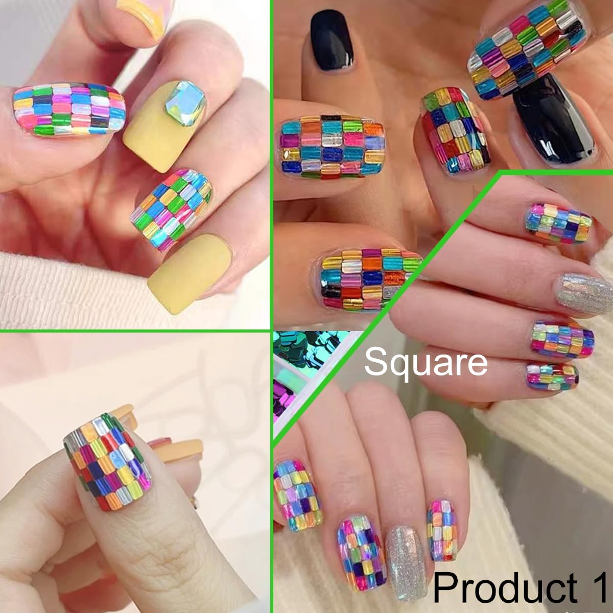 3 Boxes 36 Grids Holographic Nail Art Sequins Mermaid Hexagon Round Square Nail Glitter Decoration,DIY Chunky Holographic Supplies 3D Laser Flakes Sparkly Acrylic