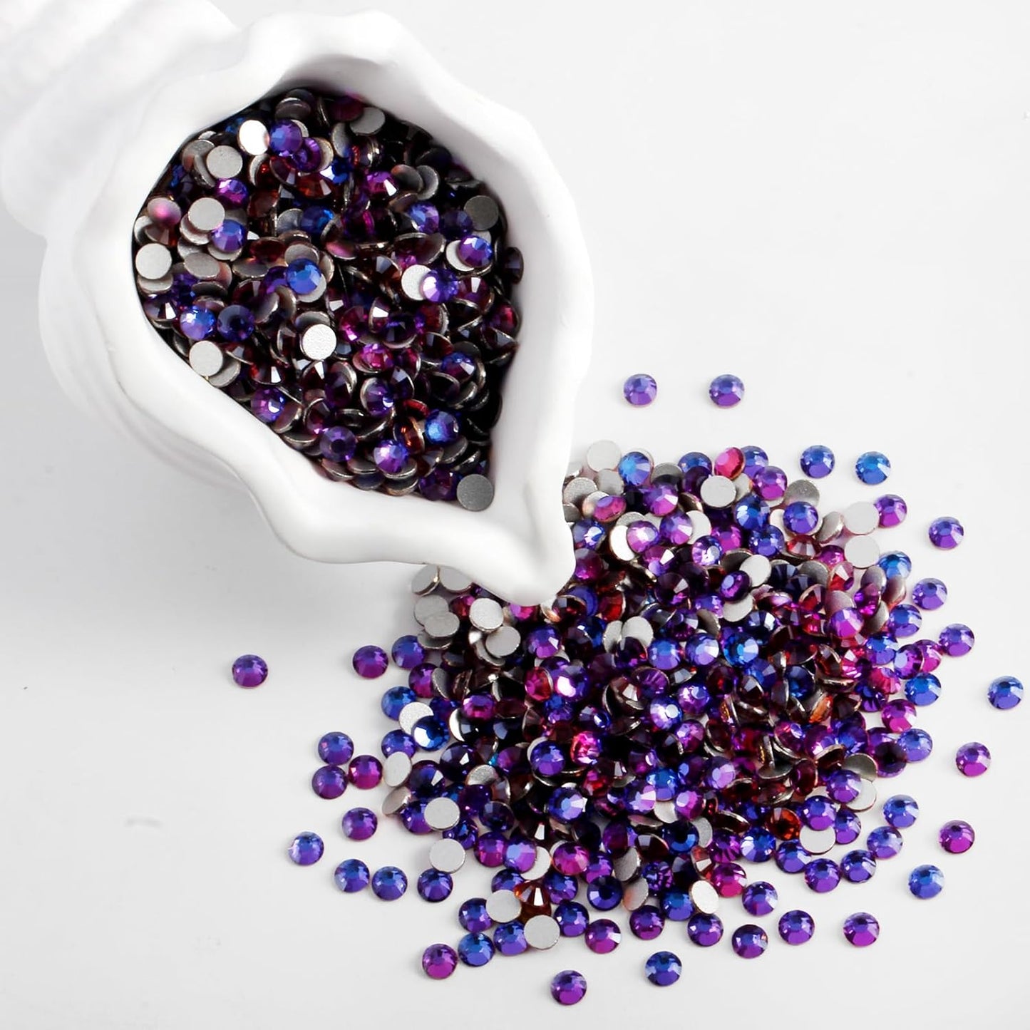 2000 PCS SS12 Flatback Rhinestones,12-Facet Diamond-Cut Glass Gems for Nail Art,Clothing,DIY Crafts,Glue-On Decoration Stones with Silver Backing,Purple Velvet