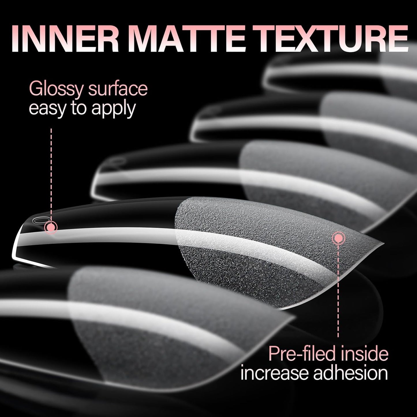 AILLSA Long Coffin Nail Tips Half Matte Full Cover Nails Tip Clear Acrylic Pre-Shaped Tips Flase Press on Nail Tips for Extentions Nails Manicure Salon DIY 216PCS 12 Sizes