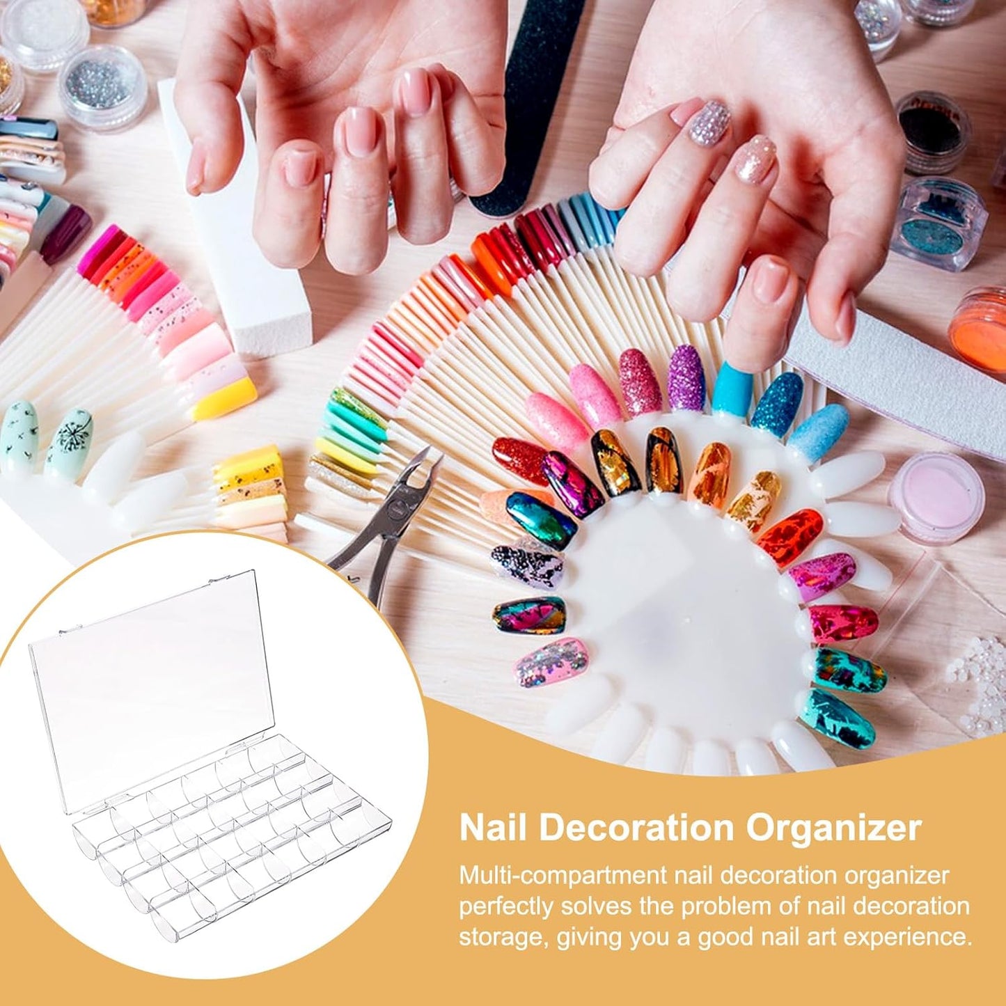 24 Grids Plastic Bead Organizer Box, Acrylic Jewelry Box Organizer Container Nail Rhinestone Display Case for Craft Beads Jewelry Small Parts Sewing Items (Clear)