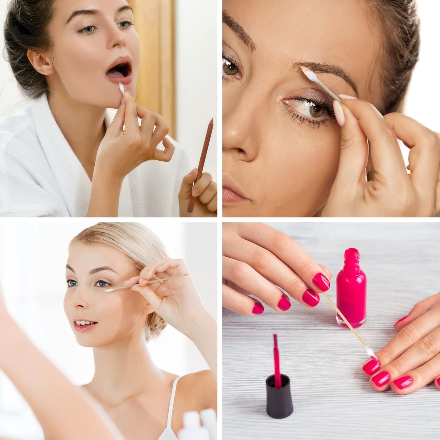 500 PCS 6 Inch Precision Tips Cotton Swabs - Long Wooden Stick Cotton Buds Pointed Cotton Swabs With Case - Cotton Tipped Applicators For Makeup, Electronics, Hard To Reach Area