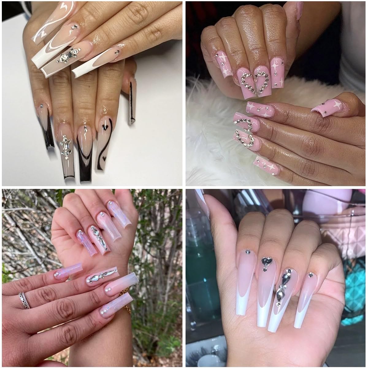 24 Styles Silver Clear Nail Rhinestones Multi Shapes Flatback K9 Glass Crystal White Gems Round Beads Stones Diamonds Jewels Nail Art Charms for Nails Face Eyes Makeup DIY Crafts Clothes Shoes