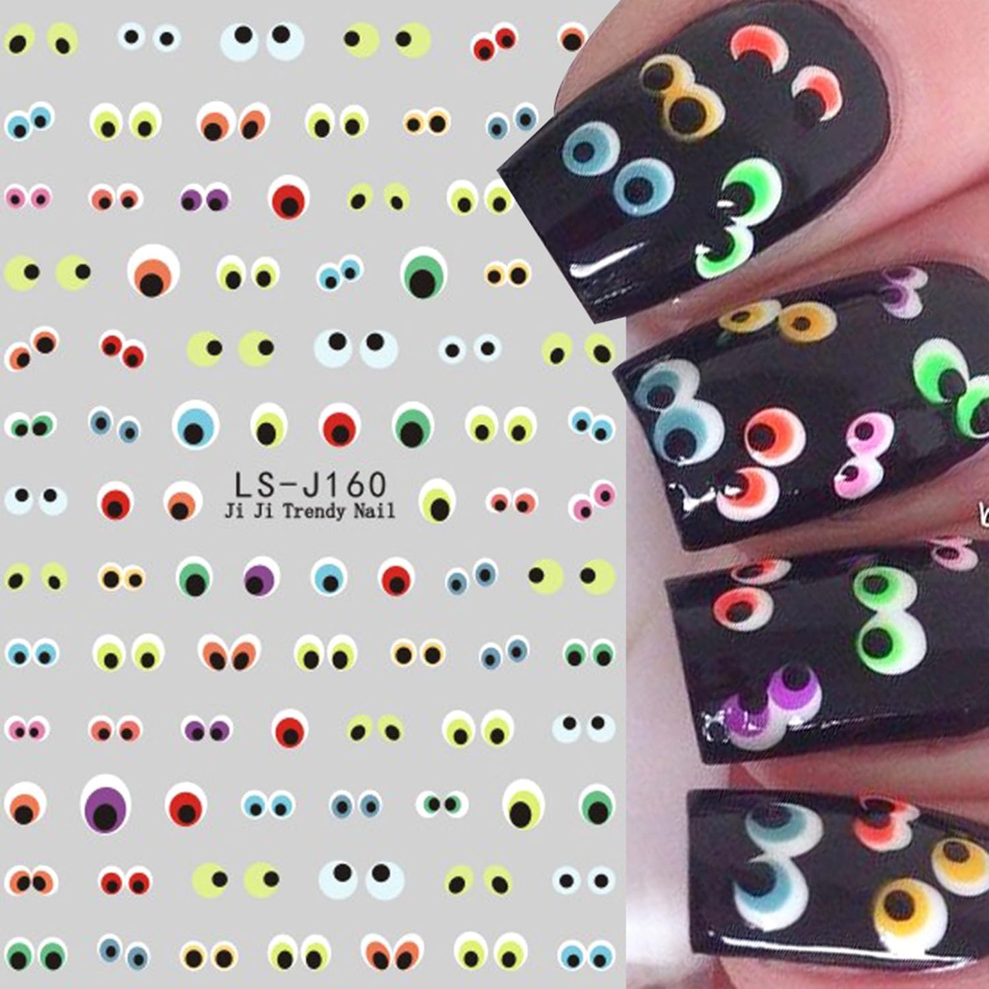 8 Sheets Halloween Nail Art Stickers Decals Evil Eye Nails Stickers Cute Ghost Pumpkin Nails Decal Self-Adhesive Blood Drop Nails Art Decals for Women Halloween Decor