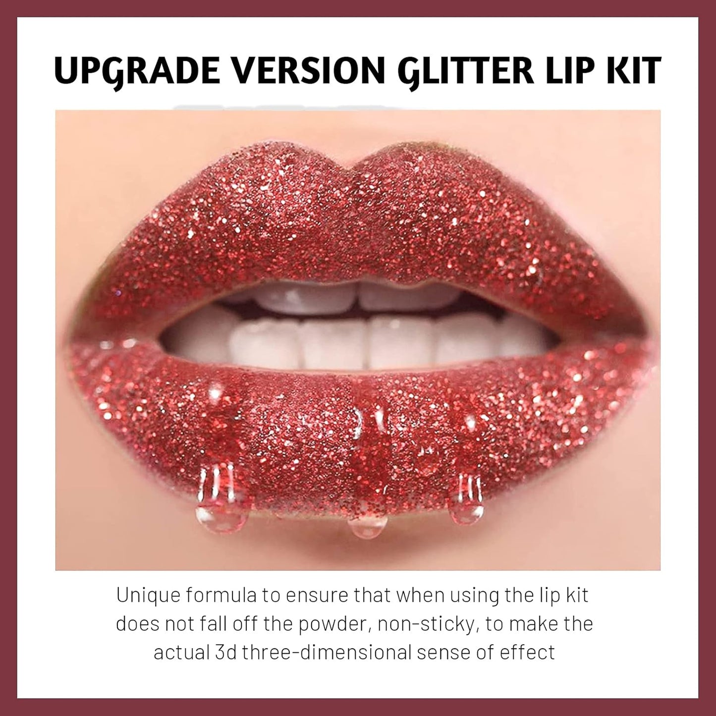 3 Colors Glitter Lip Kit, Diamond and Glitter Metallic Lip Powder with Lip Primer, Waterproof Long Lasting & Smudge Proof, Shimmer Sparkly Glitter Lip Cosmetic without Sticky Flake Off Set A