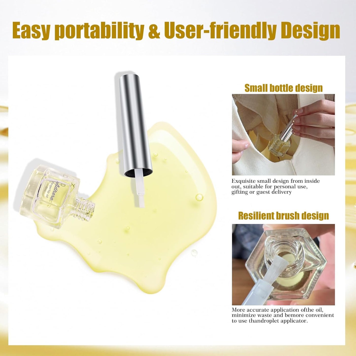 ADHERE Cuticle Oil for Nails Professional Nail Oil 8ML, Jojoba Nail Cuticle Oil Contains Vitamins with Soft Brush, for Nourishing, Hydrating, Dry Rough Nail Care Repair Essential Nail Care (Berries)