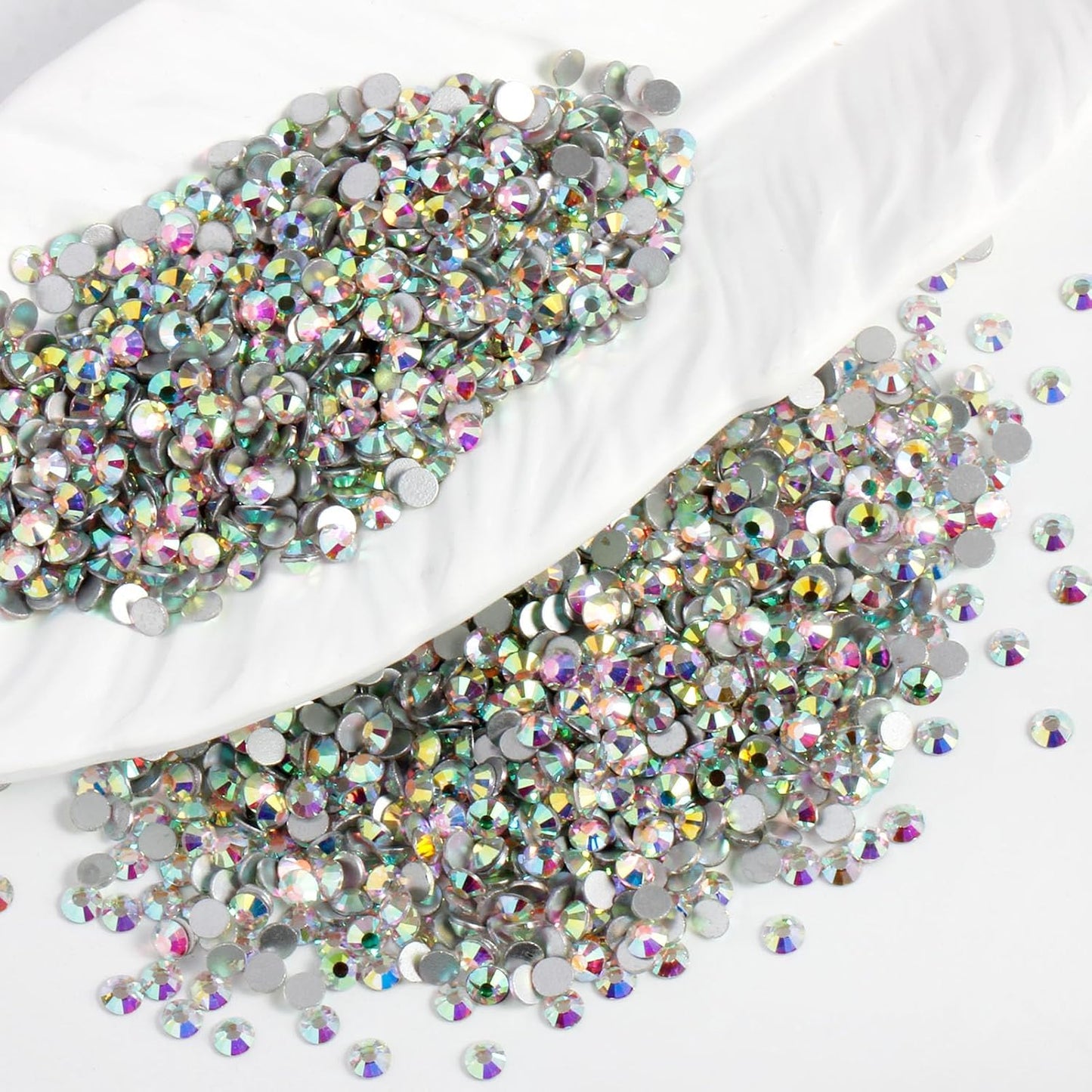 2000PCS SS16 Flatback Rhinestones | 12-Facet Diamond-Cut Glass Gems for Nail Art, Clothing, DIY Crafts |Glue-On Decoration Stones with Silver Backing(Crystal AB)