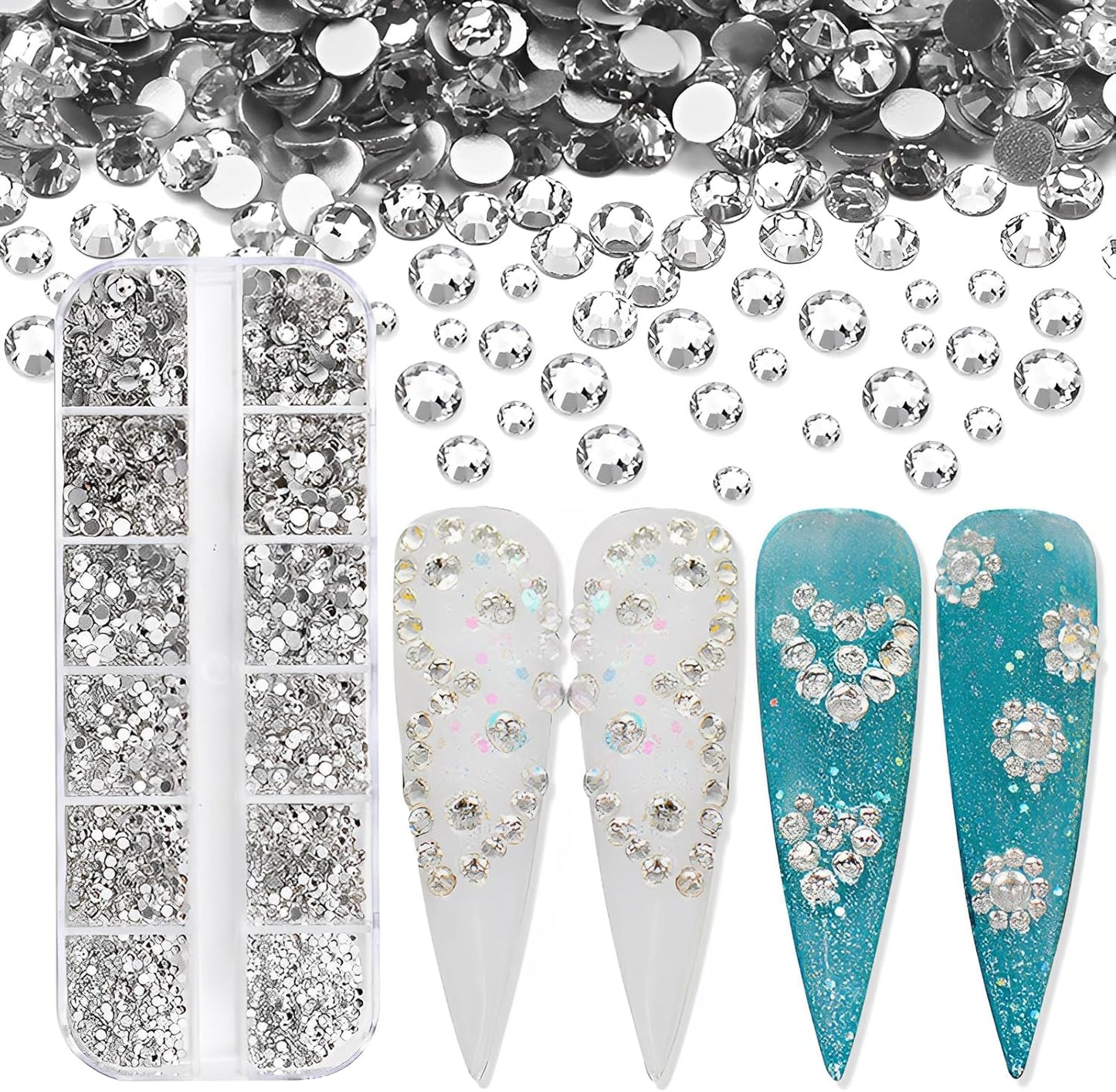 3600pcs Flatback Rhinestones Glass Charms Diamantes Gems Stones for Nail Art 6 Size ss4~ss12 Box Crystal