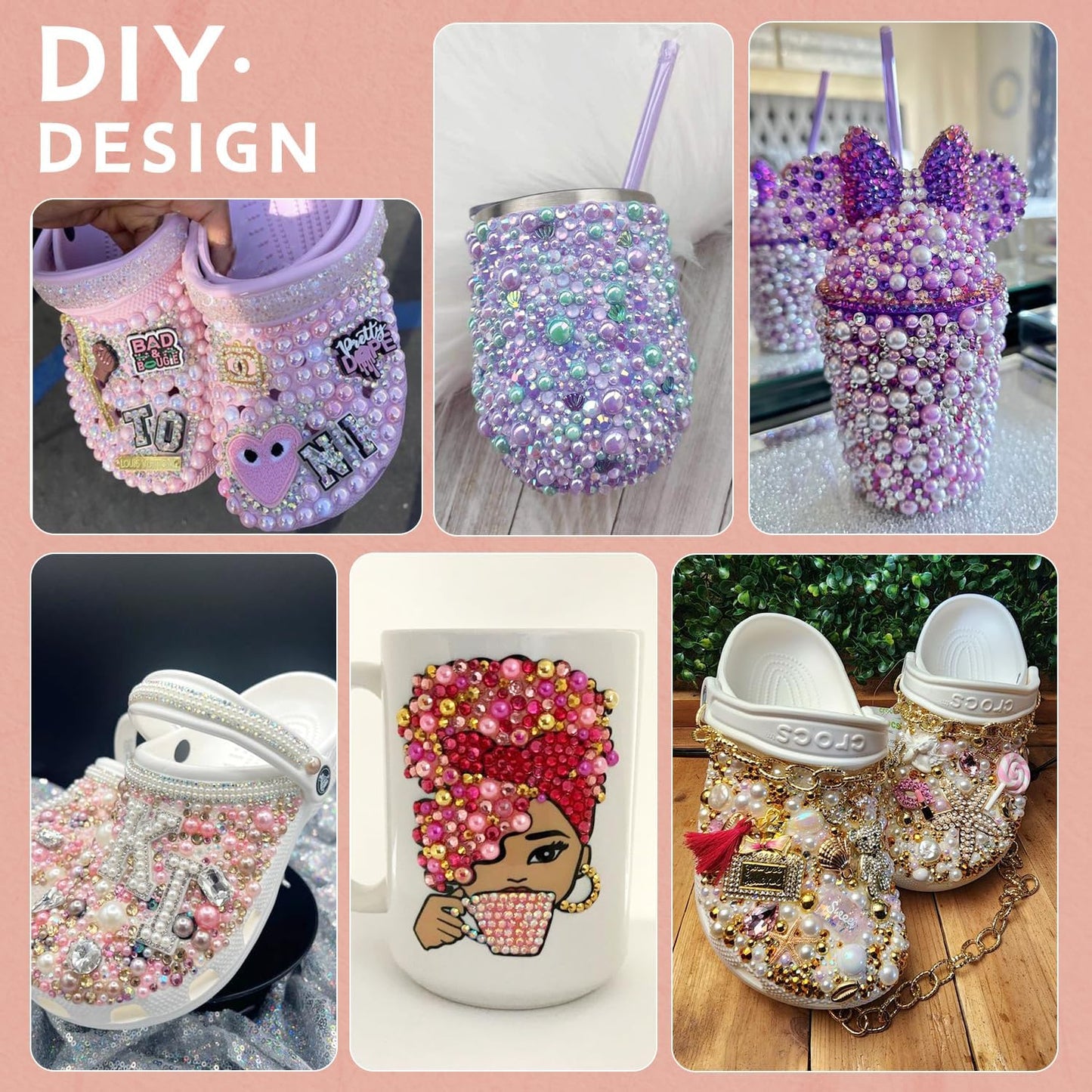 9000PCS Flatback Pearls and Rhinestones for Crafting, Red White Black Mixed Size 3-10mm Resin Rhinestones and Half Pearls for Bedazzling, Nail Art and Decoration with Tweezer and Pickup Pencil