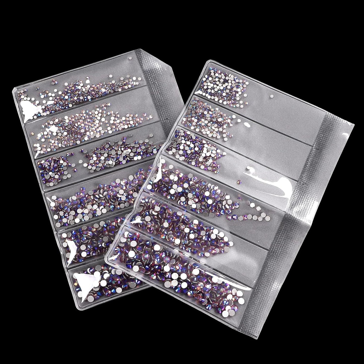 3456pcs Flatback Rhinestones Glass Charms Diamantes Gems Stones for Nail Art 6 Size ss4~ss12 Light Purple AB
