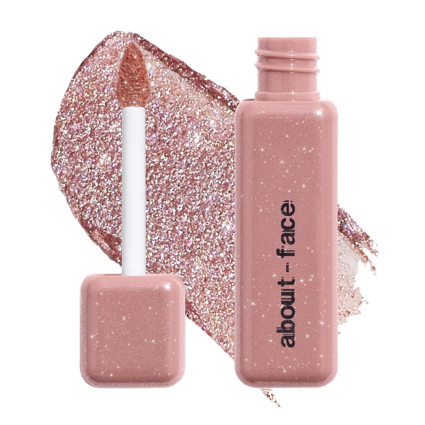 about-face Fractal Glitter Eye Paint Smolder – Smudge-Proof, Long-Lasting Liquid Eyeshadow – Intense Sparkle with Mousse Texture – Vegan, Cruelty-Free – 0.13oz (Shimmering Mauve)