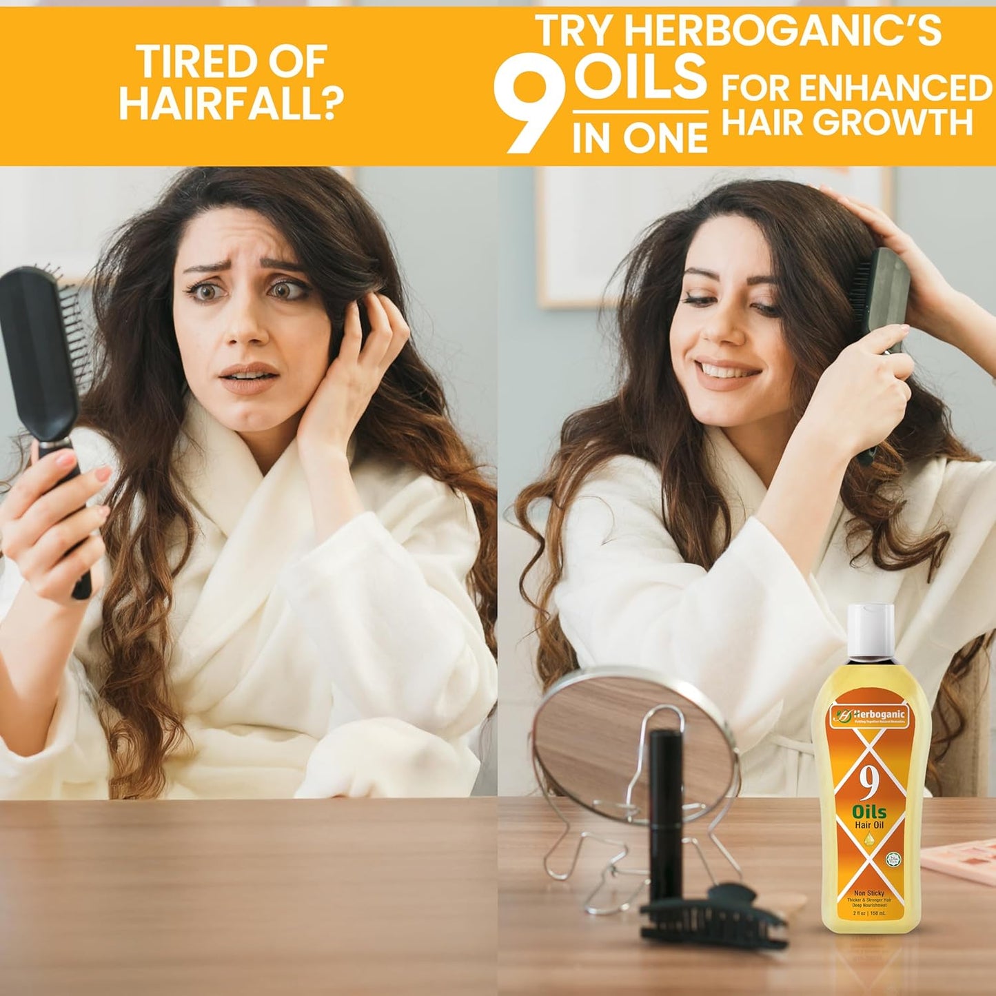 9 Oils Hair Oil - Herbal Blend of Jojoba, Almond, Olive, Argan, Amla, Coconut, Castor oil, Onion oil and Vitamin E - Hair oil for Hair Growth, thickness and damaged hairs - Non Greasy | 5 oz