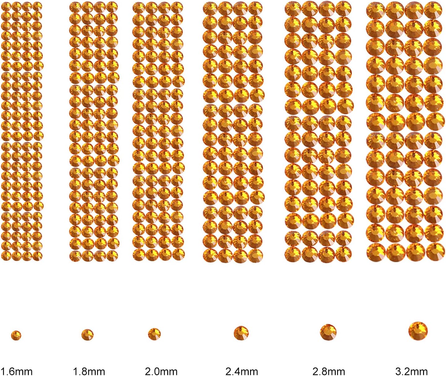 3456pcs Flatback Rhinestones Glass Charms Diamantes Gems Stones for Nail Art 6 Size ss4~ss12 Topaz