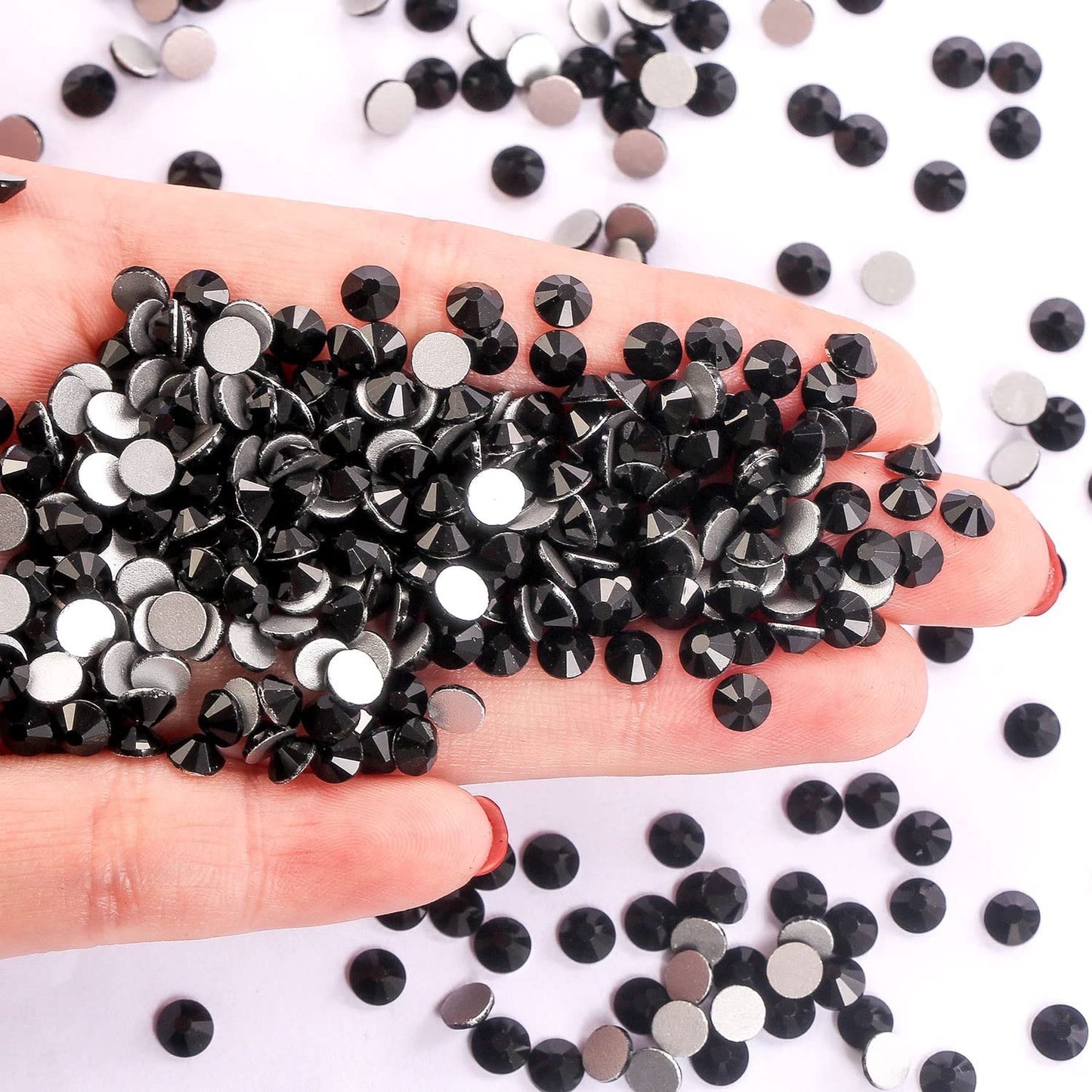 3000Pcs Black Crystal Rhinestones,Glass Flatback Rhinestones Mini Gemstones for Nail Face Makeup Art Crafts Clothes Decoration -(SS10,2.8mm,Black)