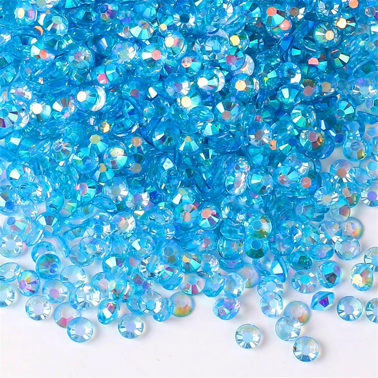 3000 Pieces SS12 3mm Flatback Rhinestones AB Clear Round Gems Crystals for Nail Art DIY Crafts Clothes Shoes Bags （Transparent Aqua Blue AB）