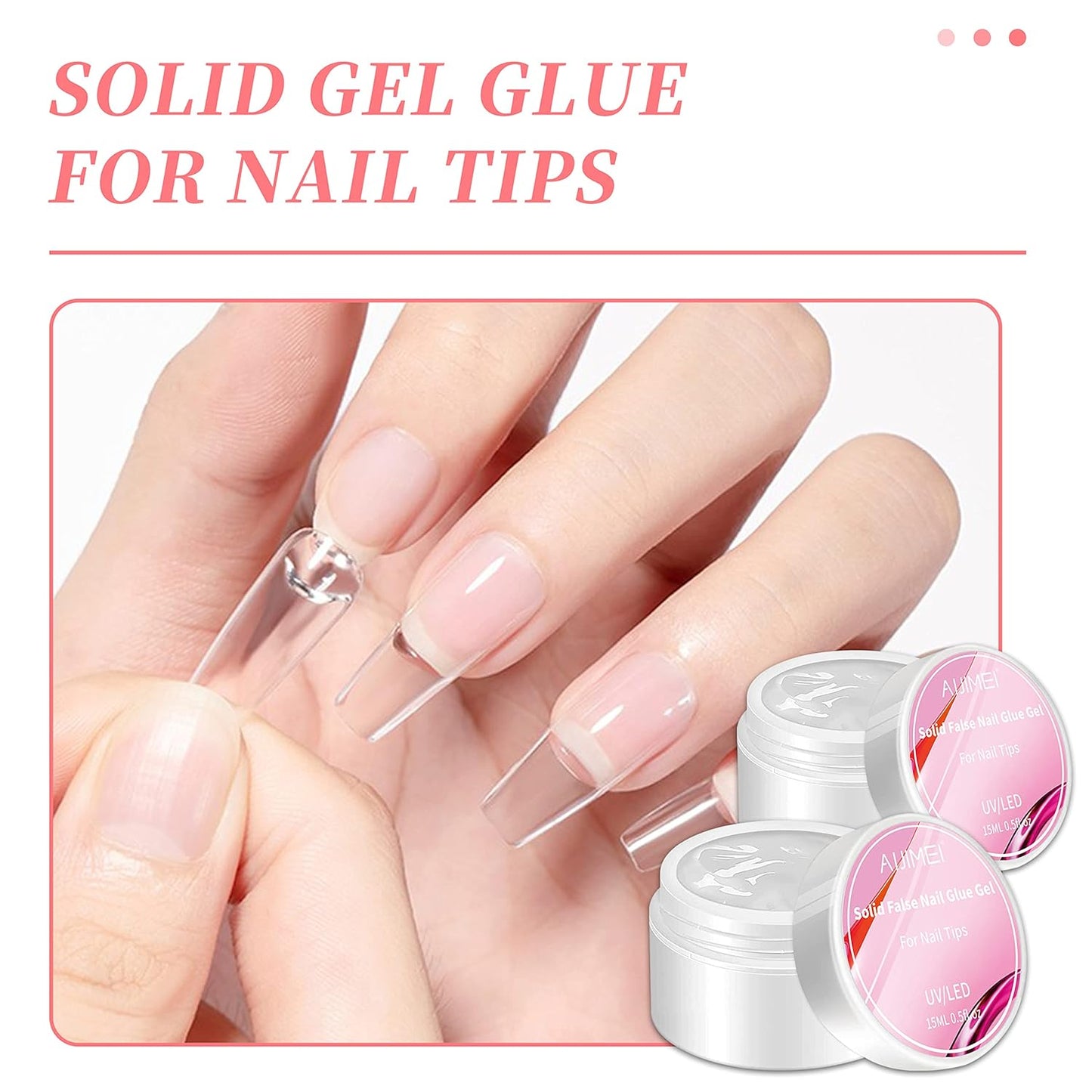 AIJIMEI 2PCS Solid Nail Glue for Press On Nails Strong Clear Acrylic Nail Glue for Fake Nails Soft Gel Nail Tips Solid Hard Gel for Nail Art DIY Home