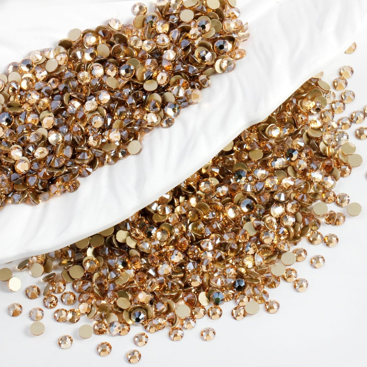 2000 PCS SS12 Flatback Rhinestones,12-Facet Diamond-Cut Glass Gems for Nail Art,Clothing,DIY Crafts,Glue-On Decoration Stones with Silver Backing,Golden Shadow