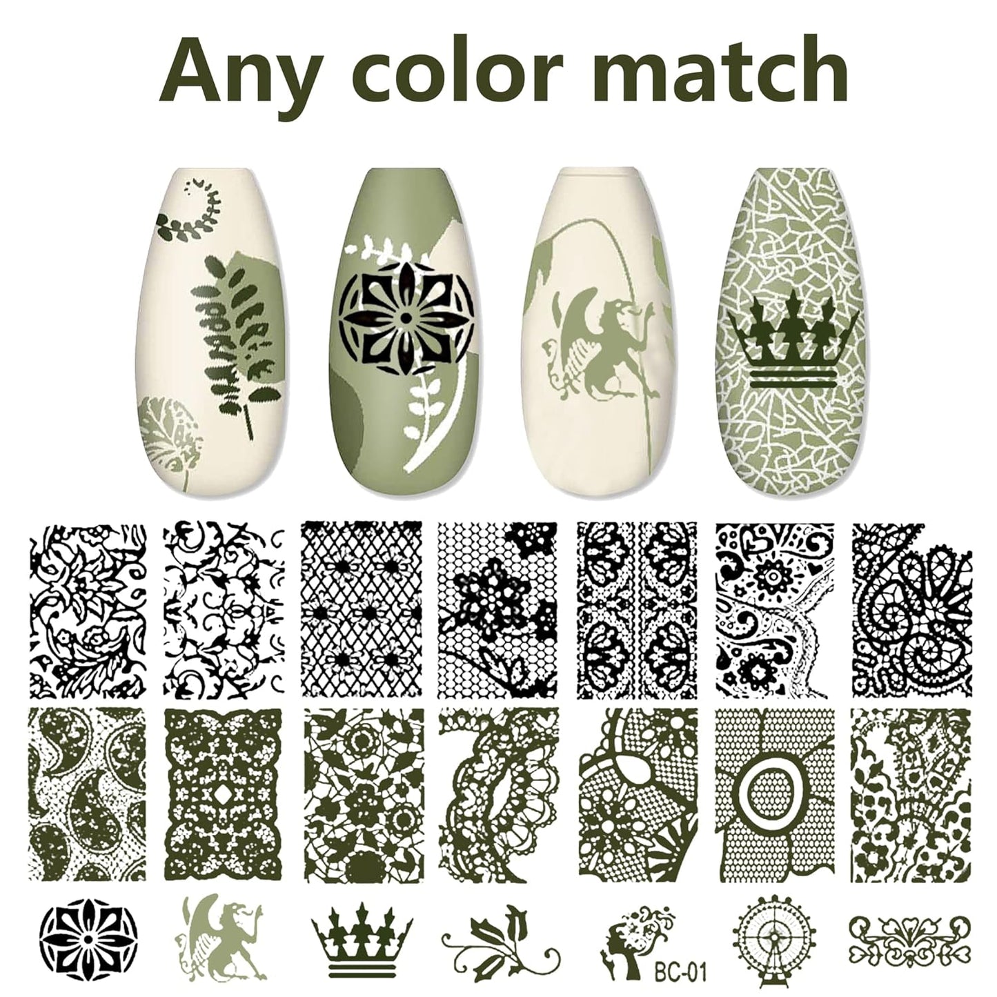 AddFavor Nail Stamper Kit 6pcs Flower Lace Vine Nail Art Stamping Plate Template with Silicone Nail Stamper and Scraper for Women Girls DIY Fingernail Manicure Stencils Tools