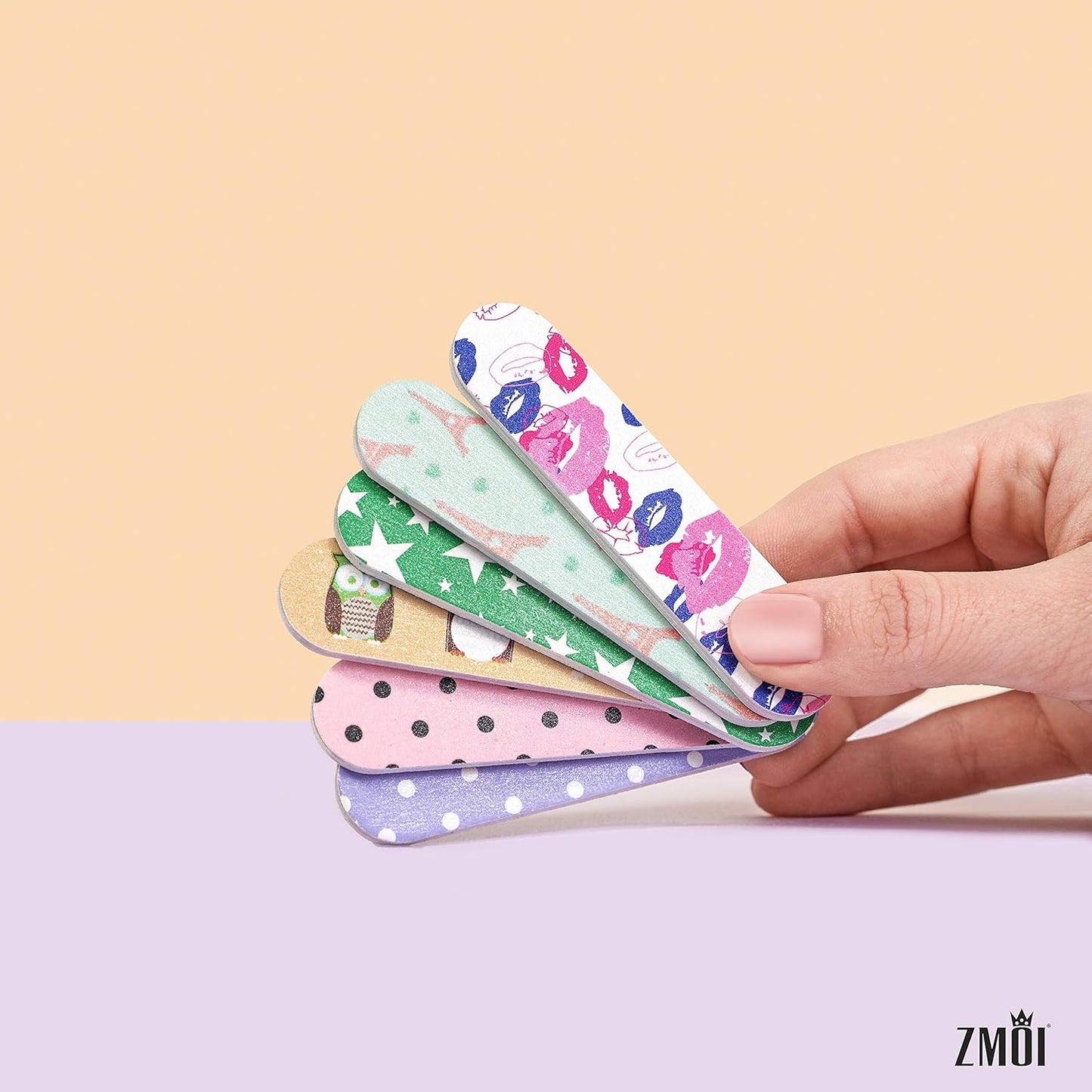 6 Pieces Colorful Girly Mini Emery Nail Files + 6 Pairs Heart Design Toe Separators Manicure/Pedicure Kit Kid Spa Party (Pack of 1)