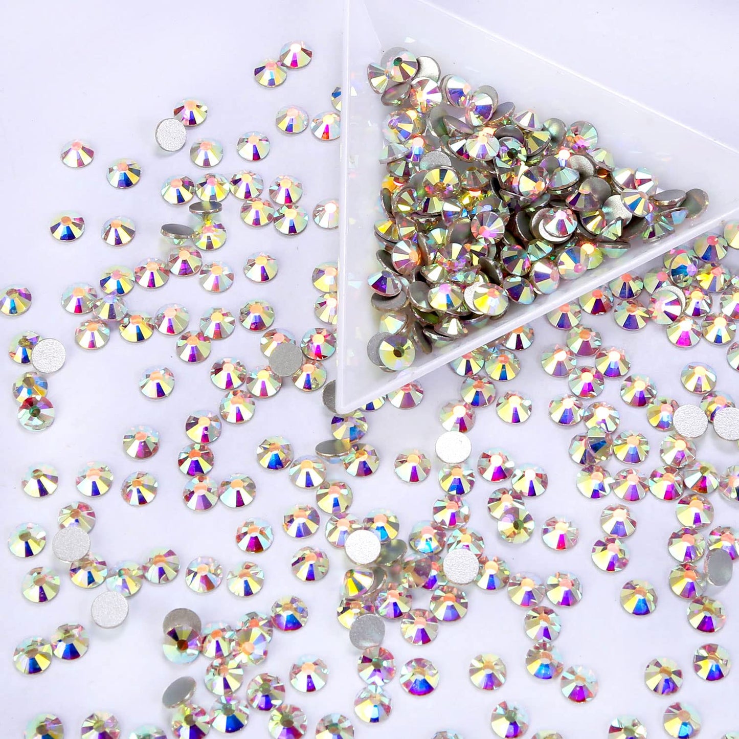 288Pcs Crystal Ab Crystal Rhinestones,Glass Flatback Rhinestones Gemstones for Nail Face Makeup Art Crafts Clothes Decoration -(SS34,7.0mm,Crystal Ab)