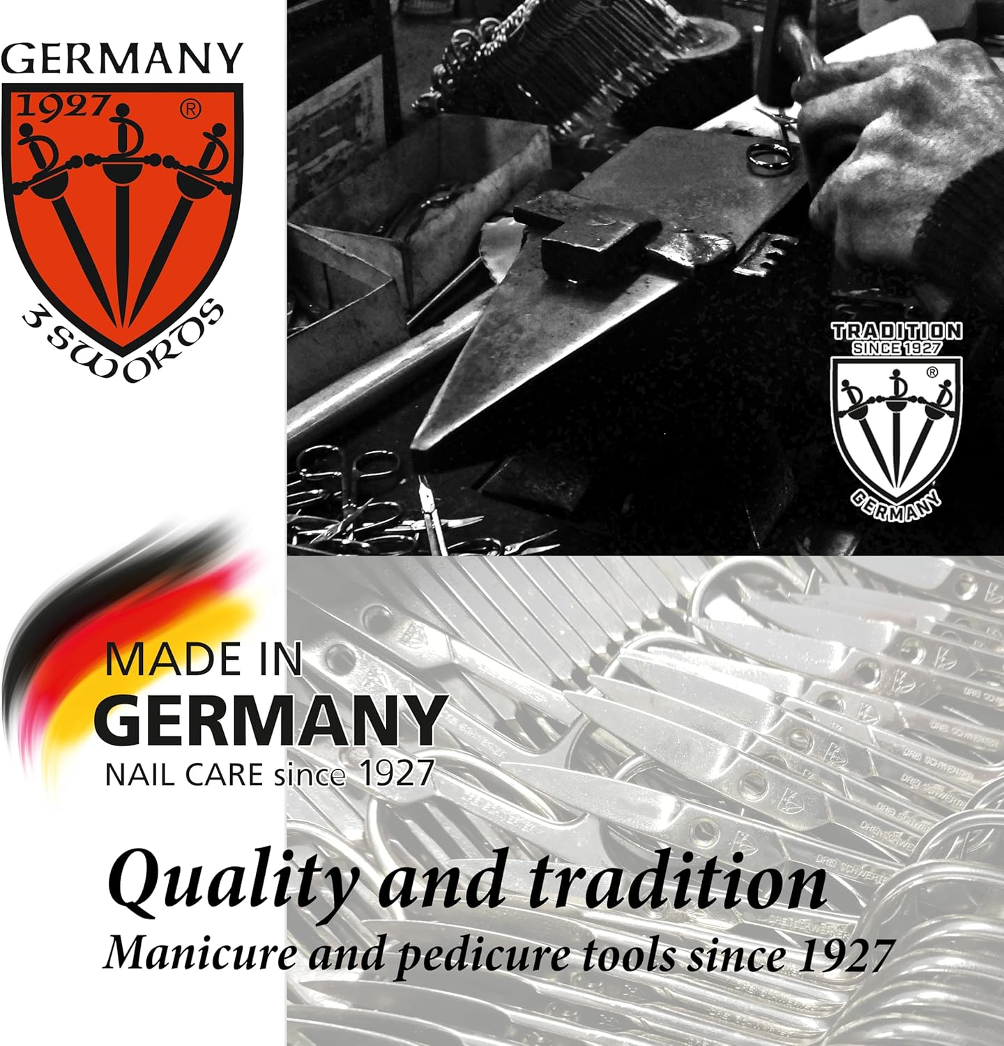 3 Swords Germany - brand quality 10 piece manicure pedicure grooming kit set for professional finger & toe nail care scissors clipper fashion leather case in gift box, Made by 3 Swords (6226)