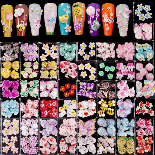 250pc 3D Nail Charms Set - Diverse Shapes & Colors for Acrylic Nails & DIY Crafts (#2)